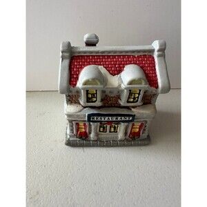 Vtg Miniature Colonial Village Christmas Winter Ceramic Restaurant House Town
